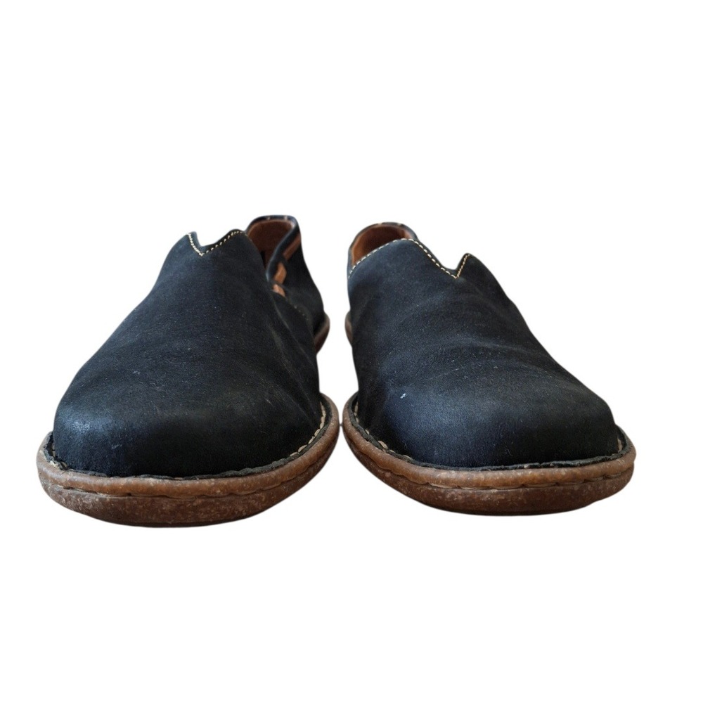 Born Leather‎ Naya Loafers Slip On Black V-Cut Vamp Womens Size 38/ US 7.5